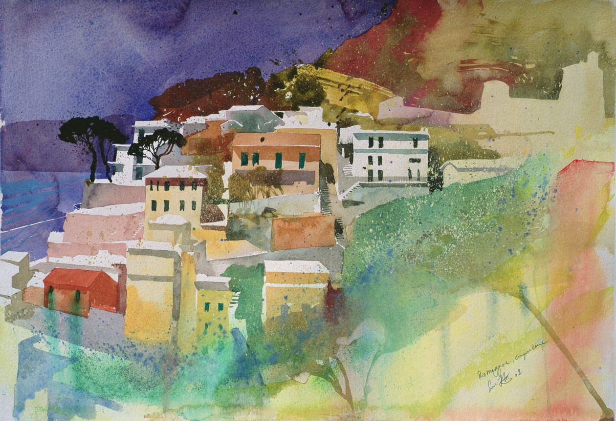 意大利里奥马焦雷，2002 年（水彩画） 作者 西蒙·弗莱彻
