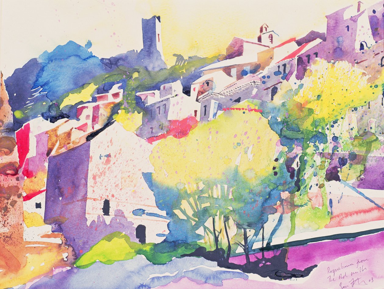 来自老磨坊的 Roque Brun，2003 年（纸面水彩画） 作者 西蒙·弗莱彻