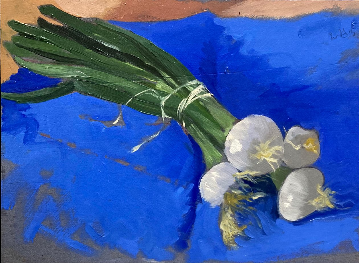 葱（木板油画） 作者 西蒙·弗莱彻