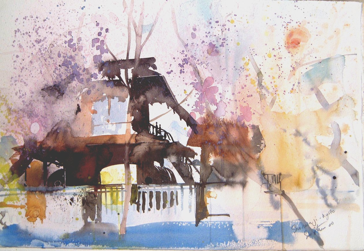 Sho Sein Ji 京都，2000 年（水彩画） 作者 西蒙·弗莱彻