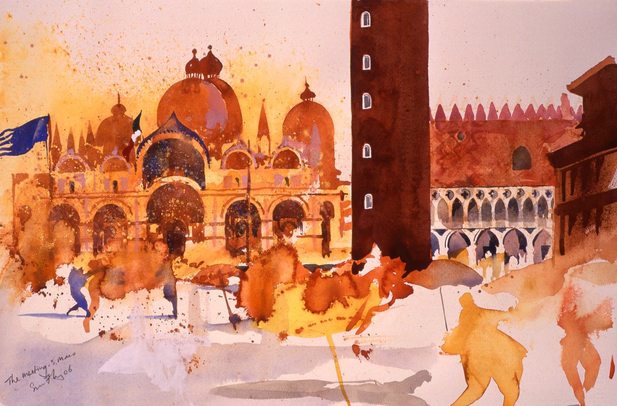 会议，圣马可，2006 年（纸面水彩画） 作者 西蒙·弗莱彻