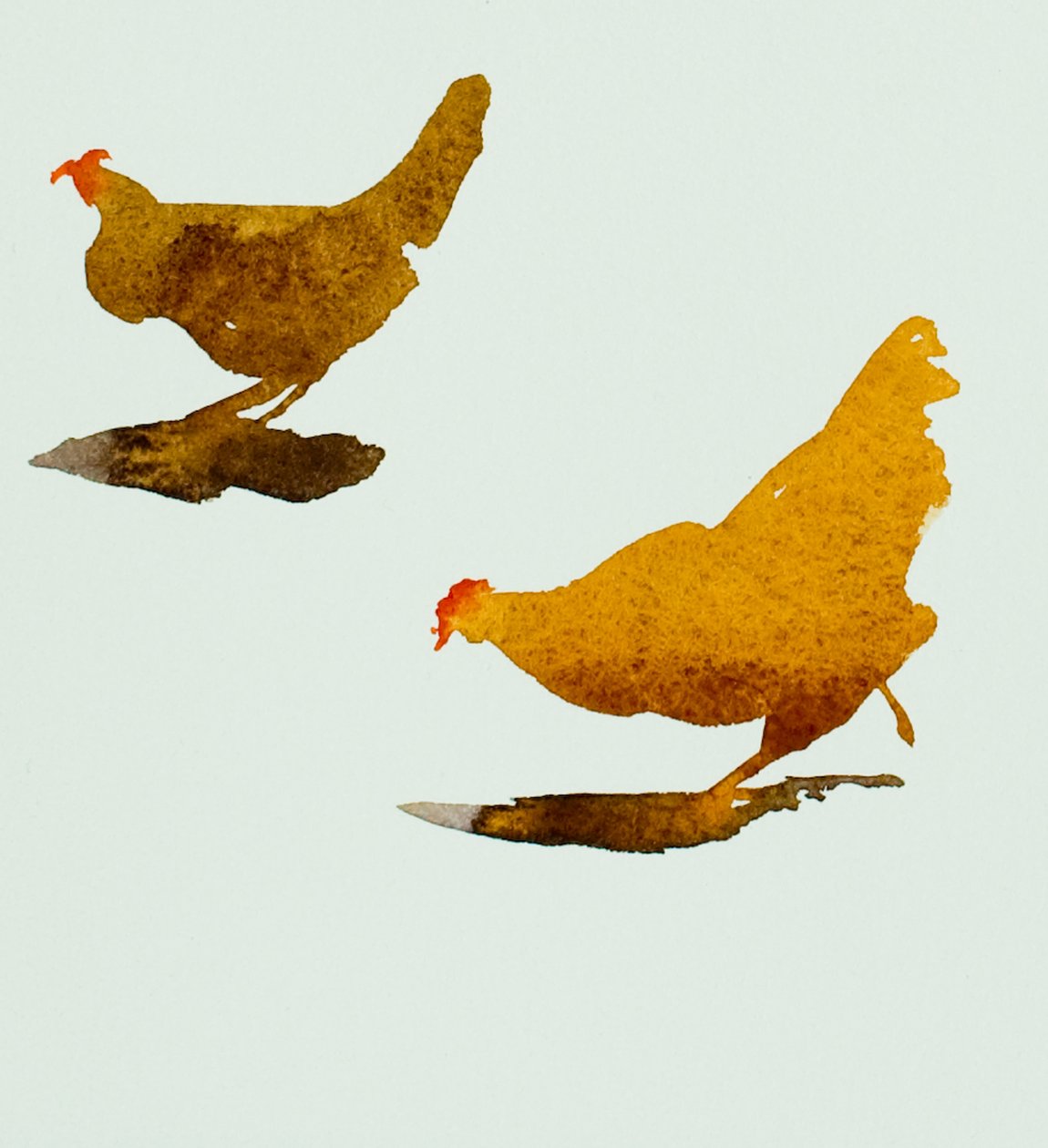 两只鸡，2013（水彩画） 作者 西蒙·弗莱彻