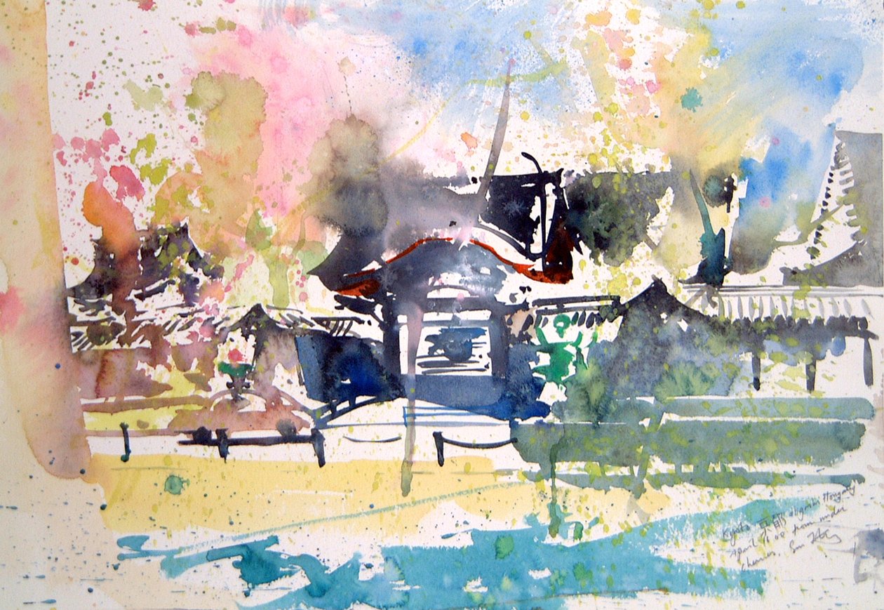 京都樱桃下，2000 年（水彩画） 作者 西蒙·弗莱彻