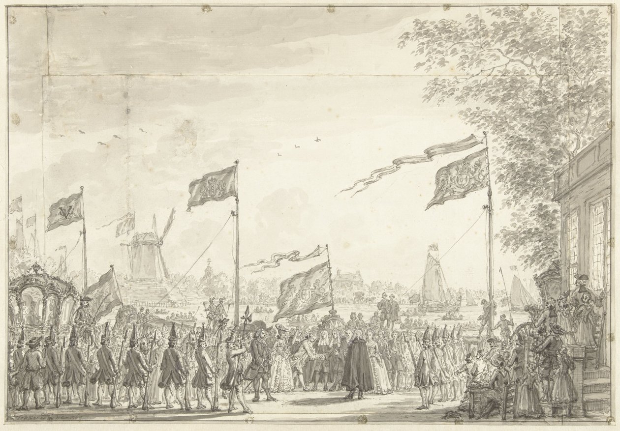 威廉五世和夫人在布伊特纳姆斯特尔(Buitenamstel)告别，1768 年 作者 西蒙·福克