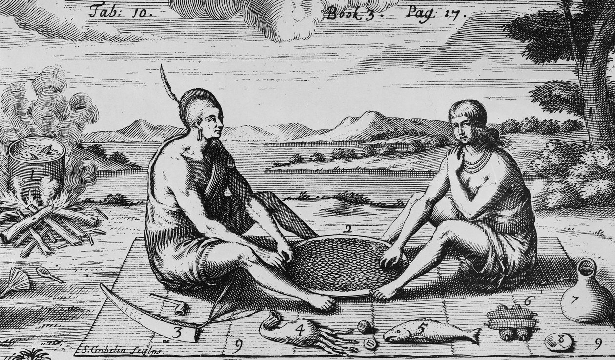 一个男人和他的妻子在晚餐，1705年 作者 西蒙二世·格林贝林
