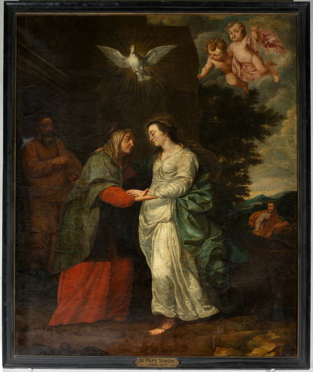 教区教堂（Parochiekerk Sint-Eligius）。 绘画。 “玛丽拜访伊丽莎白”。 西蒙·德·佩普. 17世纪。 作者 西蒙二世教皇
