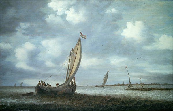 河口的船只（布面油画） 作者 西蒙·雅各布斯（Simon Jacobsz）。弗利格