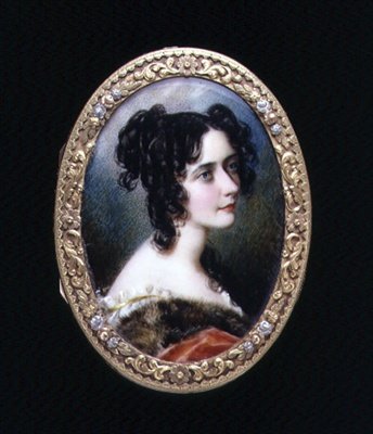 乔治娜-卡罗莱纳，阿斯特利夫人的微型肖像画，约1827年（象牙上的水彩）。 作者 西蒙·雅克·罗查德