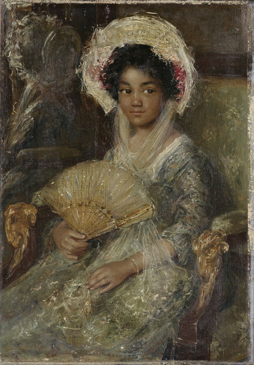 扇子少女》，约 1906 年（布面油画） 作者 西蒙·马里斯