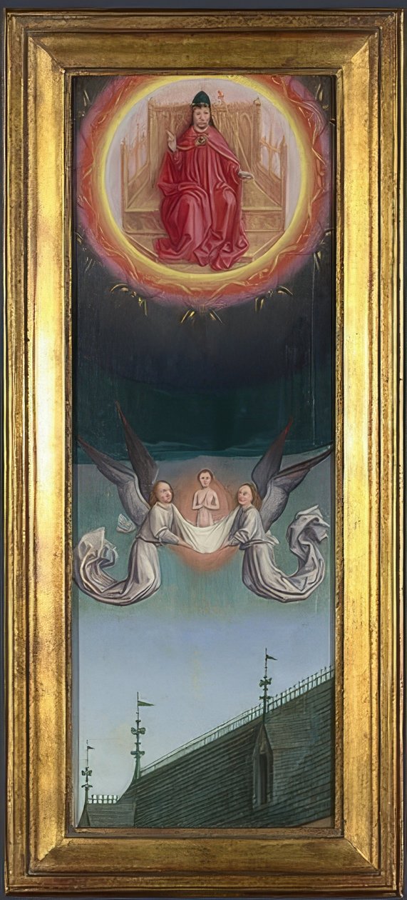 圣伯丁的灵魂被带到天堂（圣伯丁修道院的祭坛）。约于1459年 作者 西蒙·马里翁（Simon Marmion）