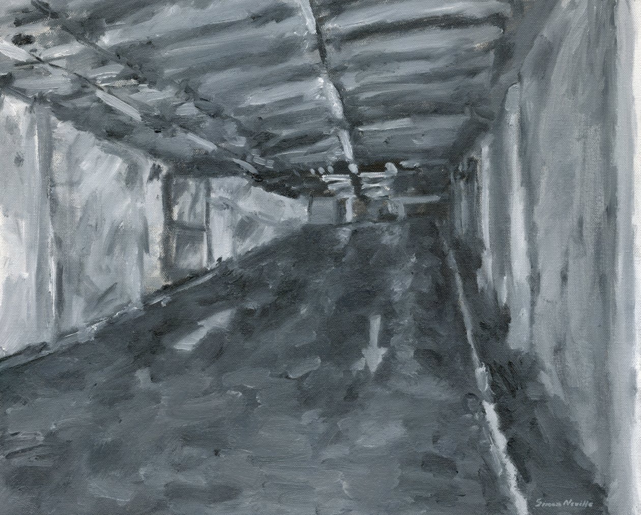 停车场内部，第 11 号，2023 年（布面油画） 作者 西蒙·内维尔