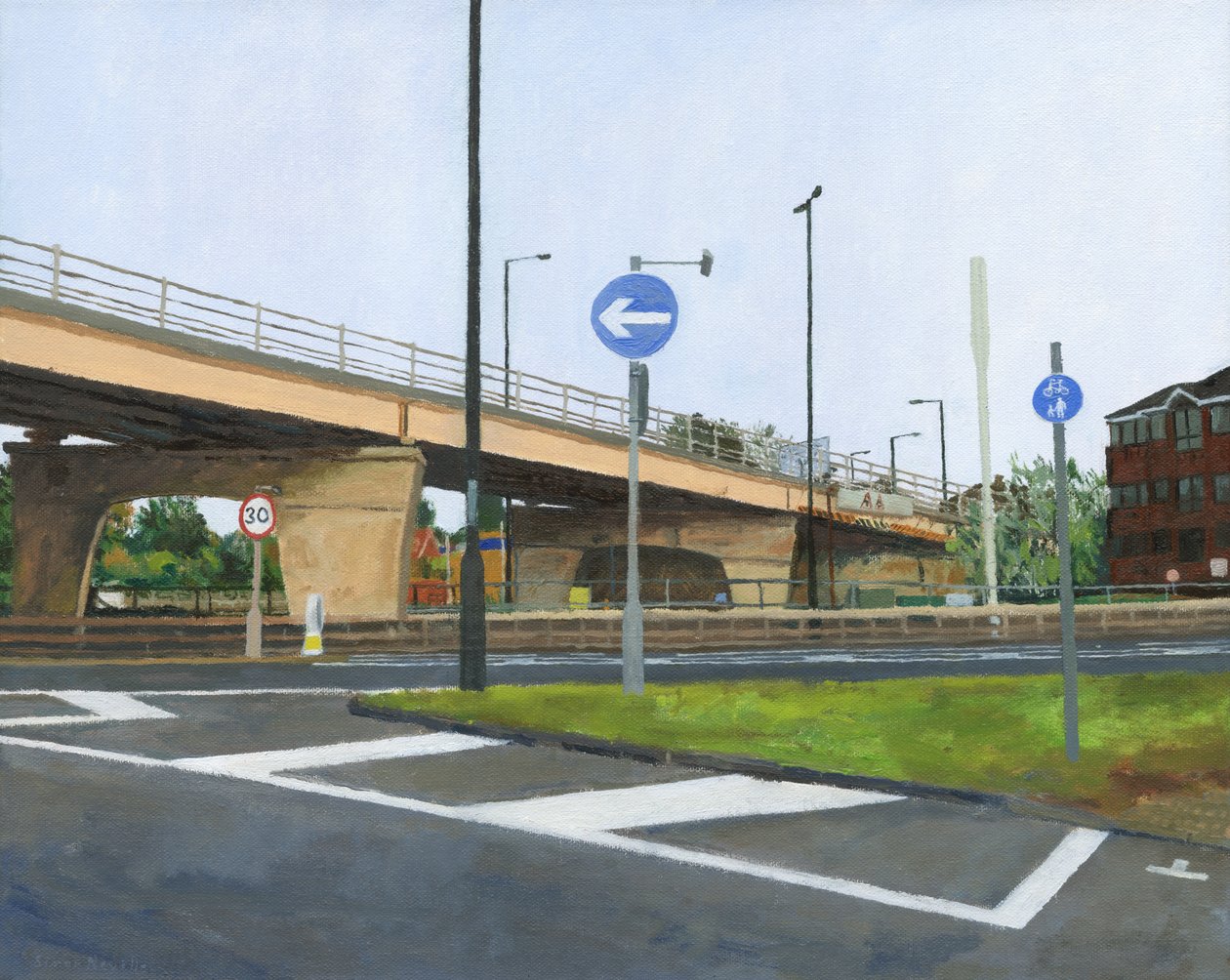 混凝土立交桥和十字路口，2024 年（布面油画） 作者 西蒙·内维尔