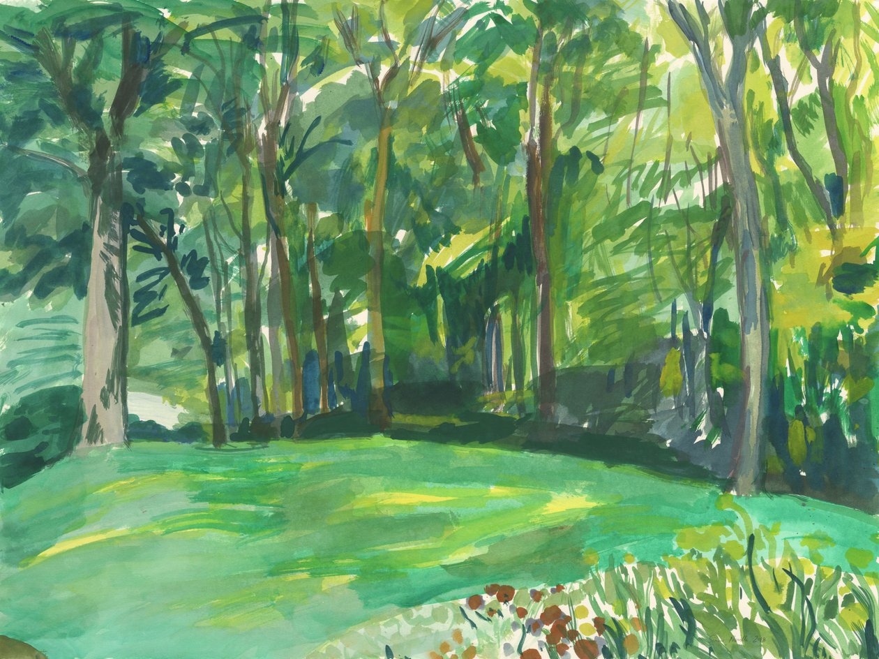 花园和湿地，2018（纸上水彩画） 作者 西蒙·内维尔