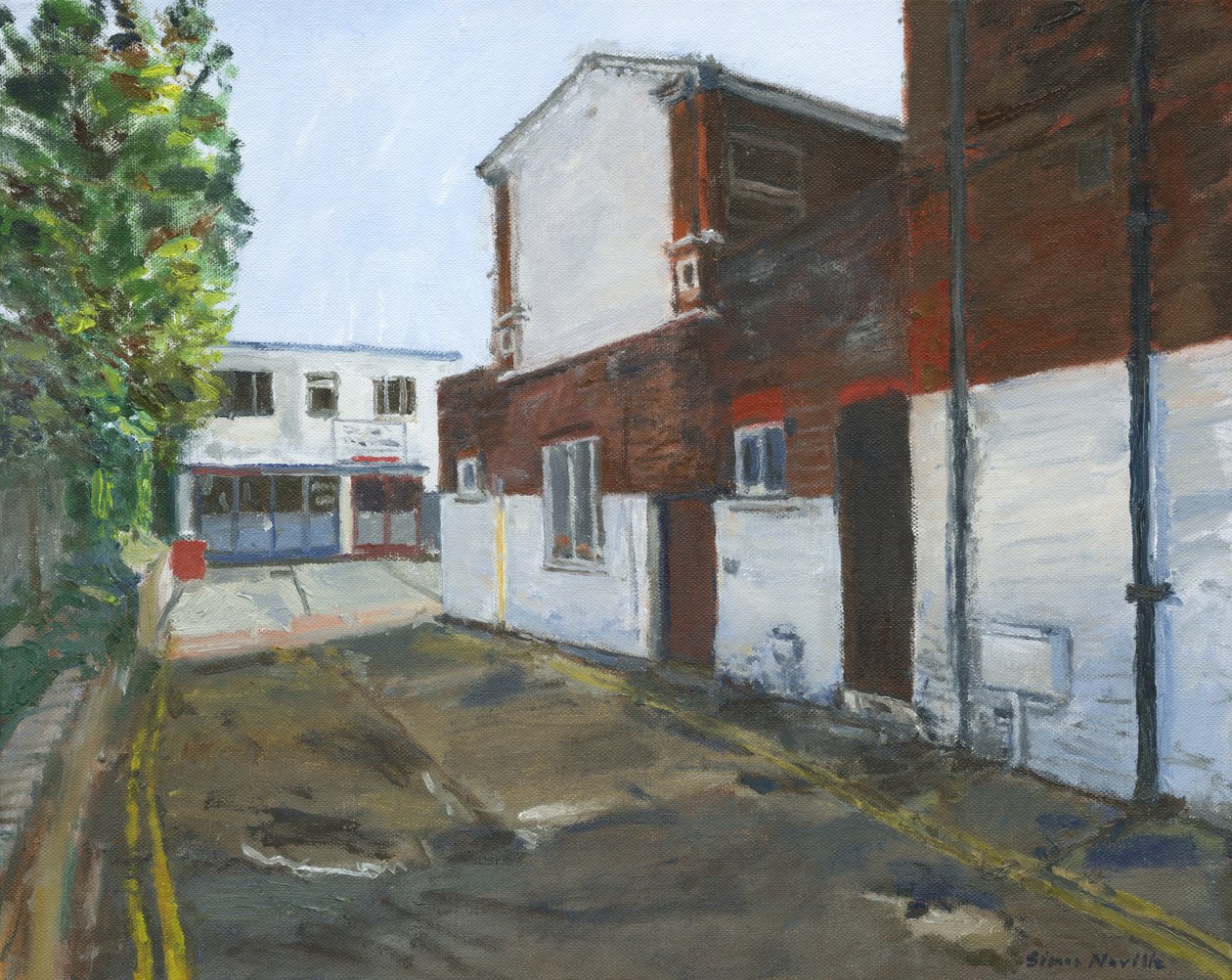 汽车厂，Westgate-on-Sea，2024 年（布面油画） 作者 西蒙·内维尔