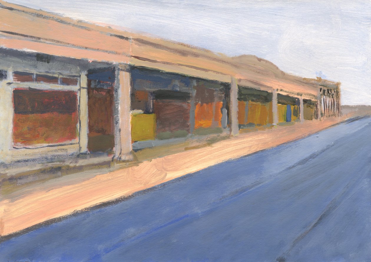 Strip mall 6，2023 年（丙烯酸纸张） 作者 西蒙·内维尔
