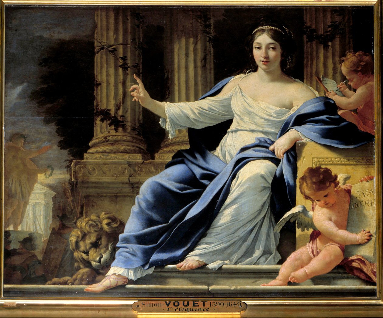 口才。 Polymnie 的代表，雄辩的缪斯。 Simon Vouet (1590-1649) 17 世纪太阳的绘画。 0,81x1 米 作者 西蒙·沃特