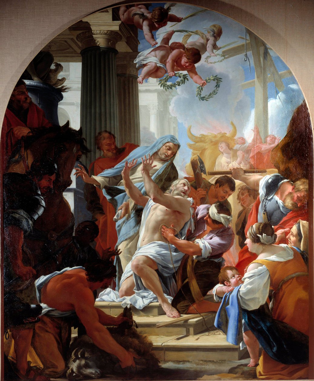 圣尤斯塔什及其家人的殉难 西蒙·沃埃 (Simon Vouet) (1590-1649) 的画作 1635 年巴黎，Eglise Saint Eustache 作者 西蒙·沃特