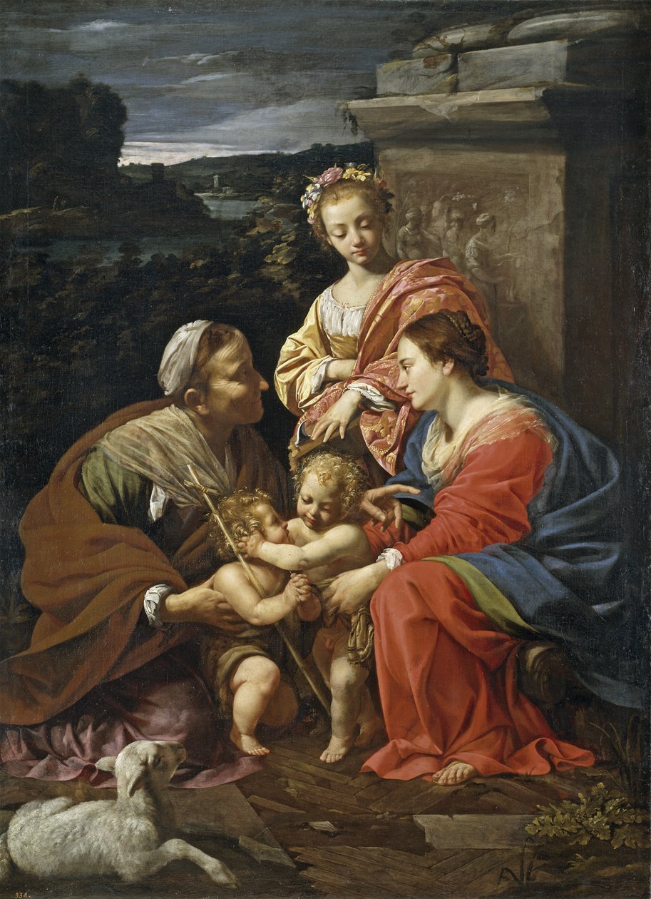 圣母和圣婴，施洗约翰为男孩，圣伊丽莎白和圣凯瑟琳 - Vouet, Simon (1590-1649) - 1625-1626 - 布面油画 - 182x130 - 马德里普拉多博物馆 作者 西蒙·沃特