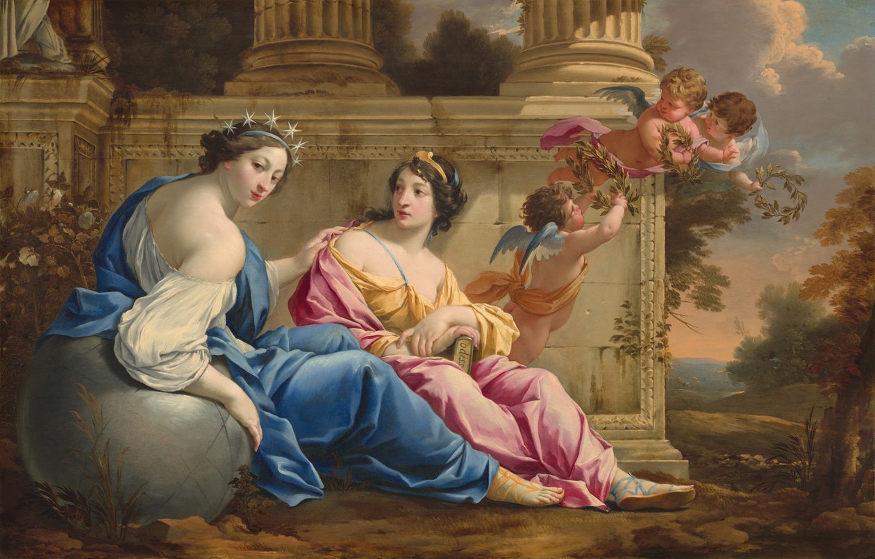 缪斯女神乌拉尼亚和卡利奥普 作者 Simon Vouet 和工作室