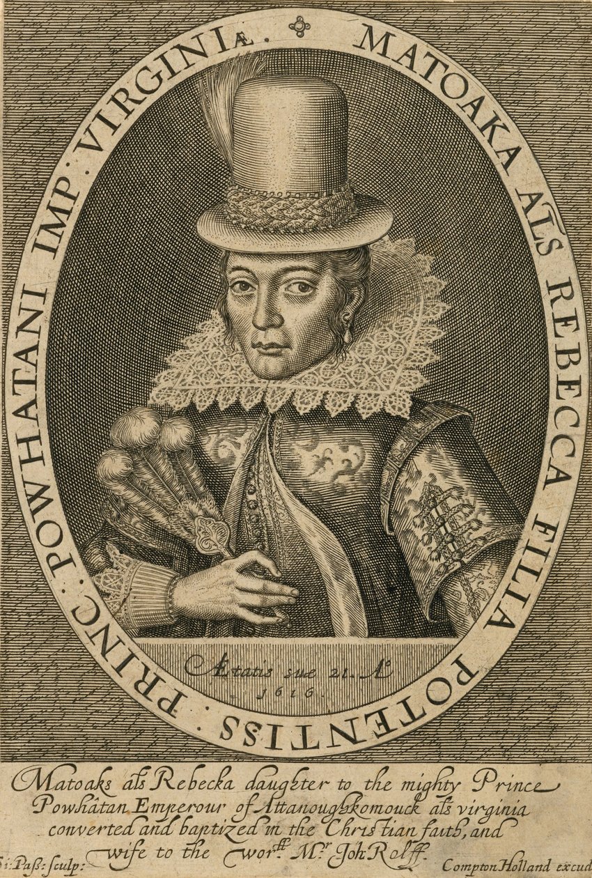 Pocahontas，1616年。 作者 西蒙·德·帕斯