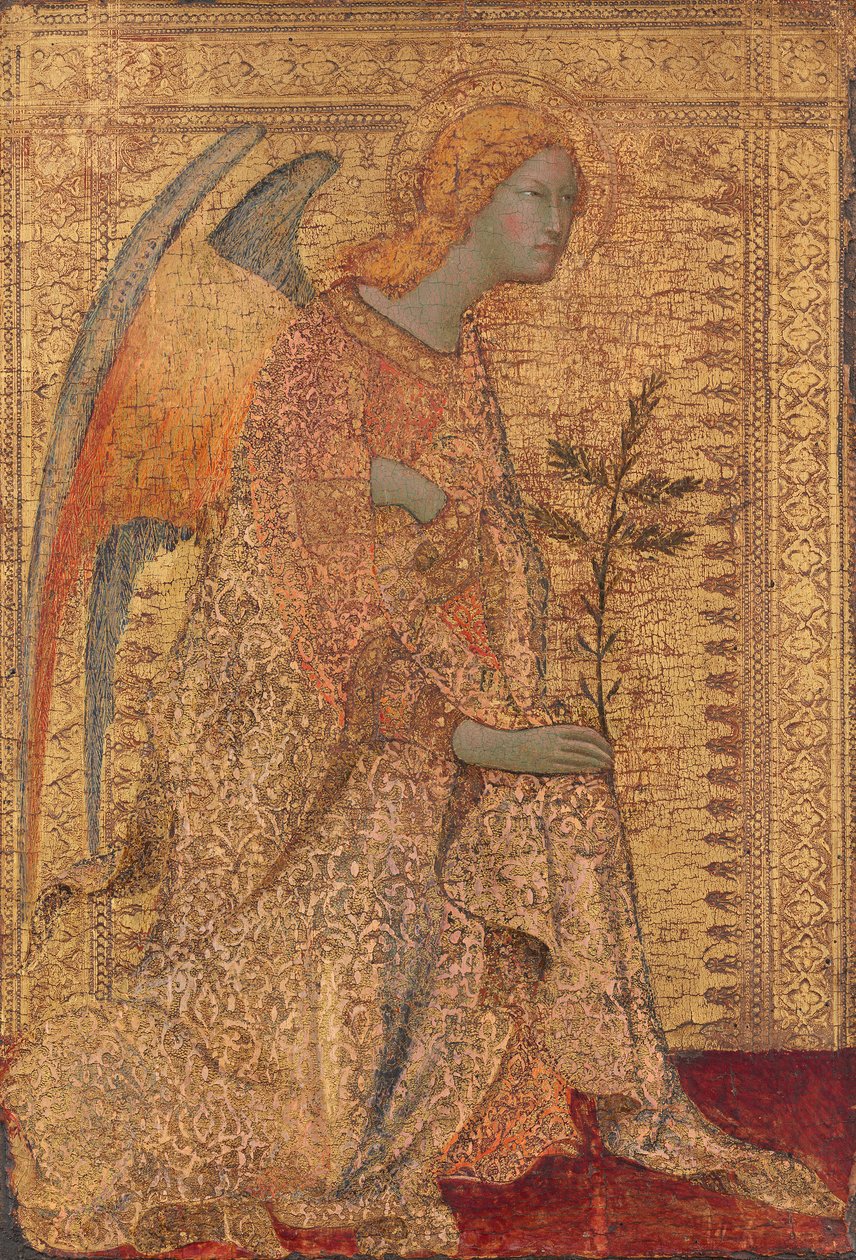 天使报喜的天使，c.1333（面板上的蛋彩画） 作者 西蒙娜·马提尼