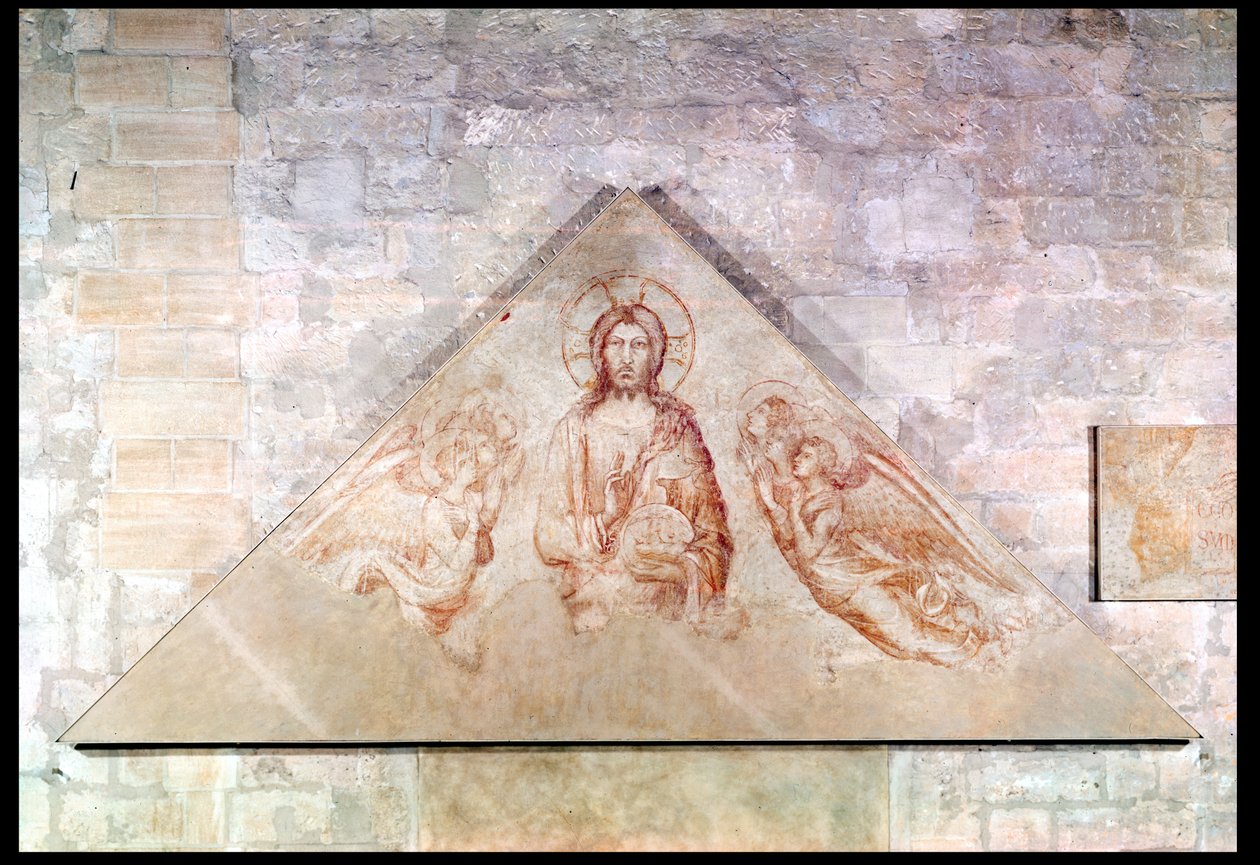 1341年，描绘基督被天使包围的救赎者的鼓室 作者 西蒙娜·马提尼