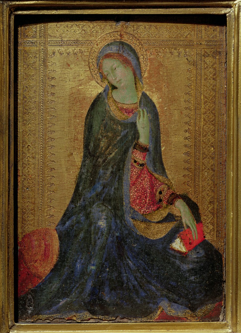 Virgin Annunciate，双面板右侧面板，1340-44（面板上的蛋彩画） 作者 西蒙娜·马提尼