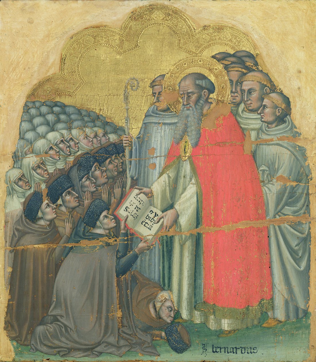 St. Bernard Tolomeo（1272-1348）将规则赋予他的命令（画布上的蛋彩画） 作者 西蒙妮·德·克罗菲西
