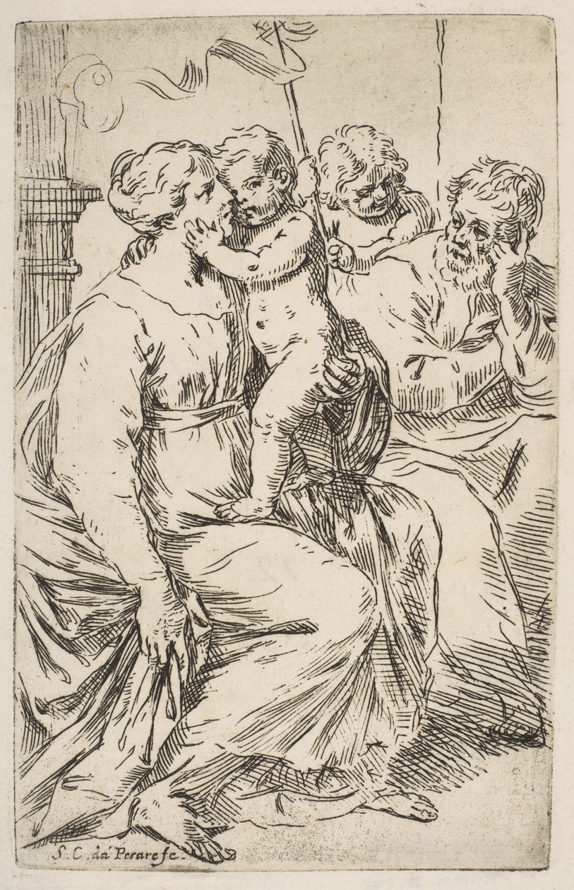 与施洗者圣约翰的神圣家族，ca。 1640-1642。 作者 西蒙妮·坎塔里尼
