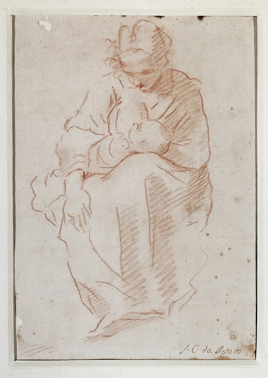 Mother breast-feeding her child (Drawing 作者 西蒙妮·坎塔里尼
