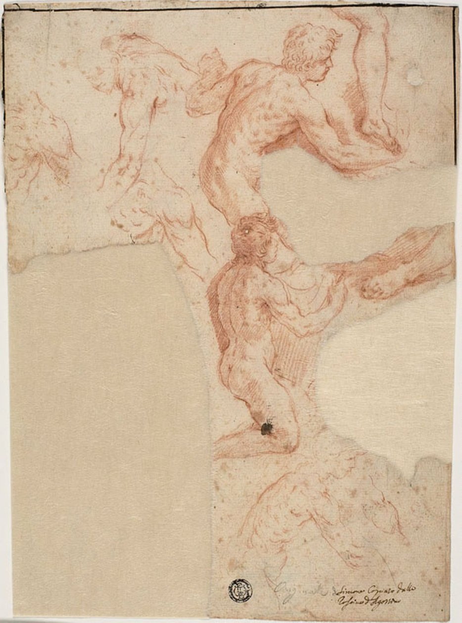男性裸体素描，腿部（正面）；男性裸体素描（背面） 作者 西蒙妮·坎塔里尼