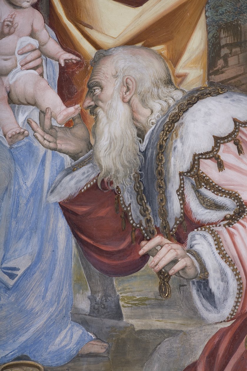 The Magi的崇拜，Presbitery，1578-82（3497103的细节） 作者 西蒙妮·韦尼齐亚诺·彼得扎诺