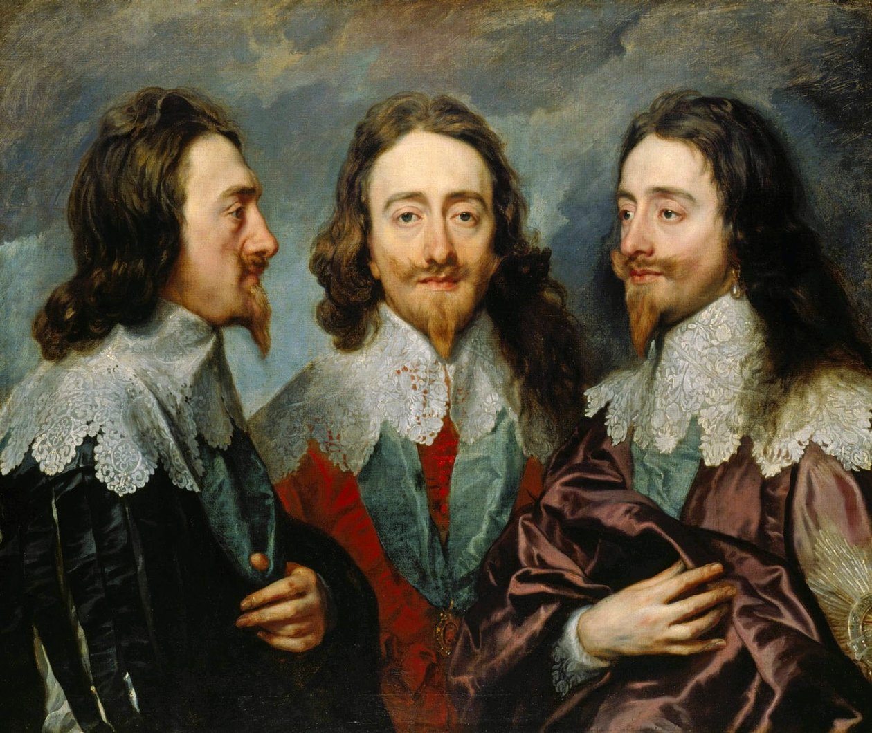 查尔斯一世，英格兰国王，1600-1649年，来自《三角形》，1636年的《三重肖像》。 作者 安东尼范戴克爵士