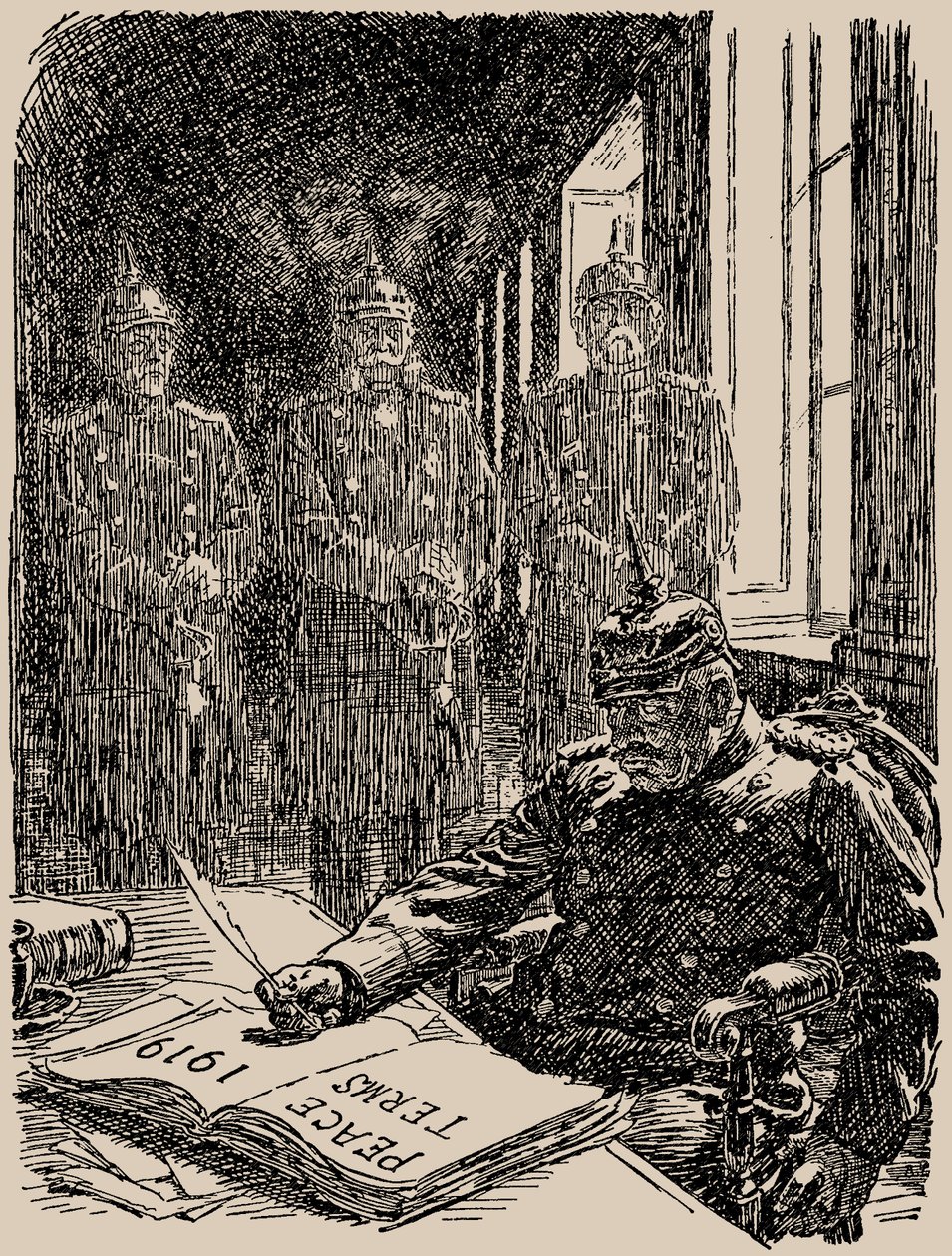 凡尔赛宫的幽灵。潘趣》，1919年5月7日，1919年。 作者 伯纳德·帕特里奇爵士