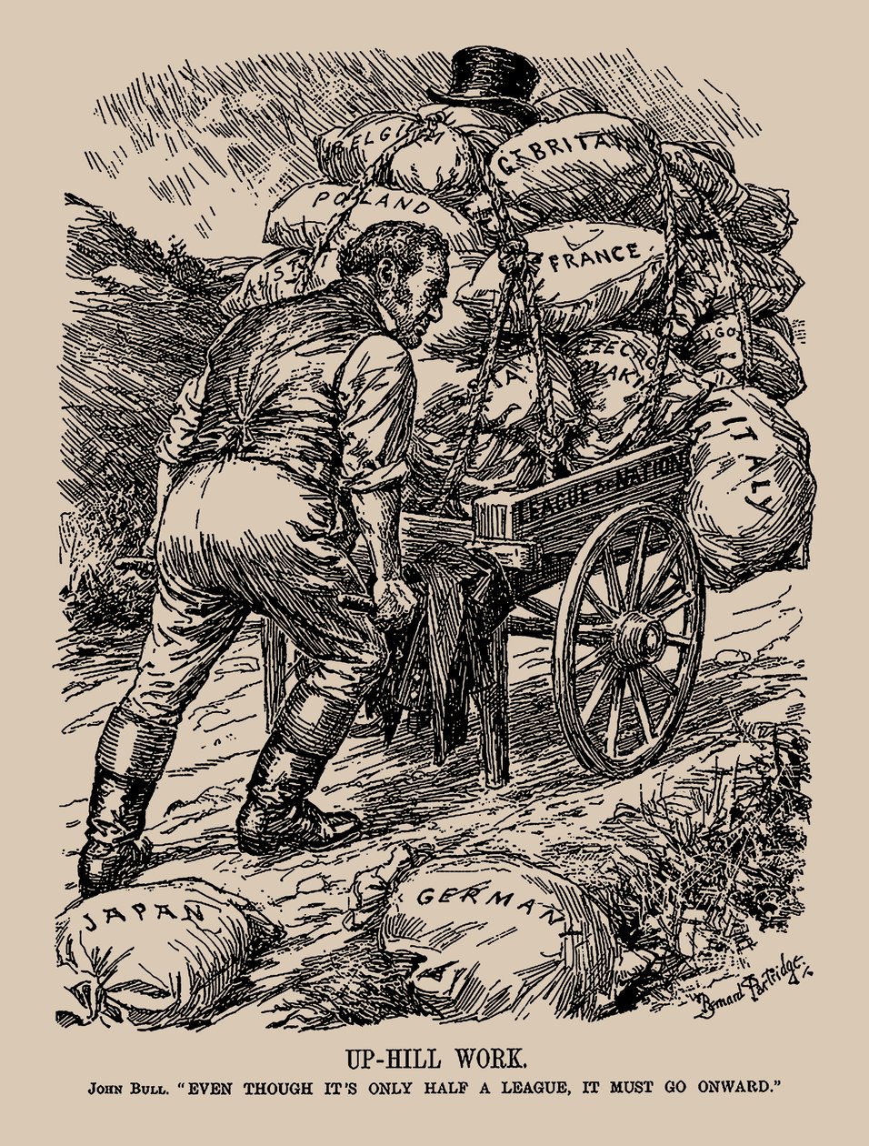上山的工作。约翰-布尔。尽管只有半个联赛，但必须继续前进，1935年。 作者 伯纳德·帕特里奇爵士