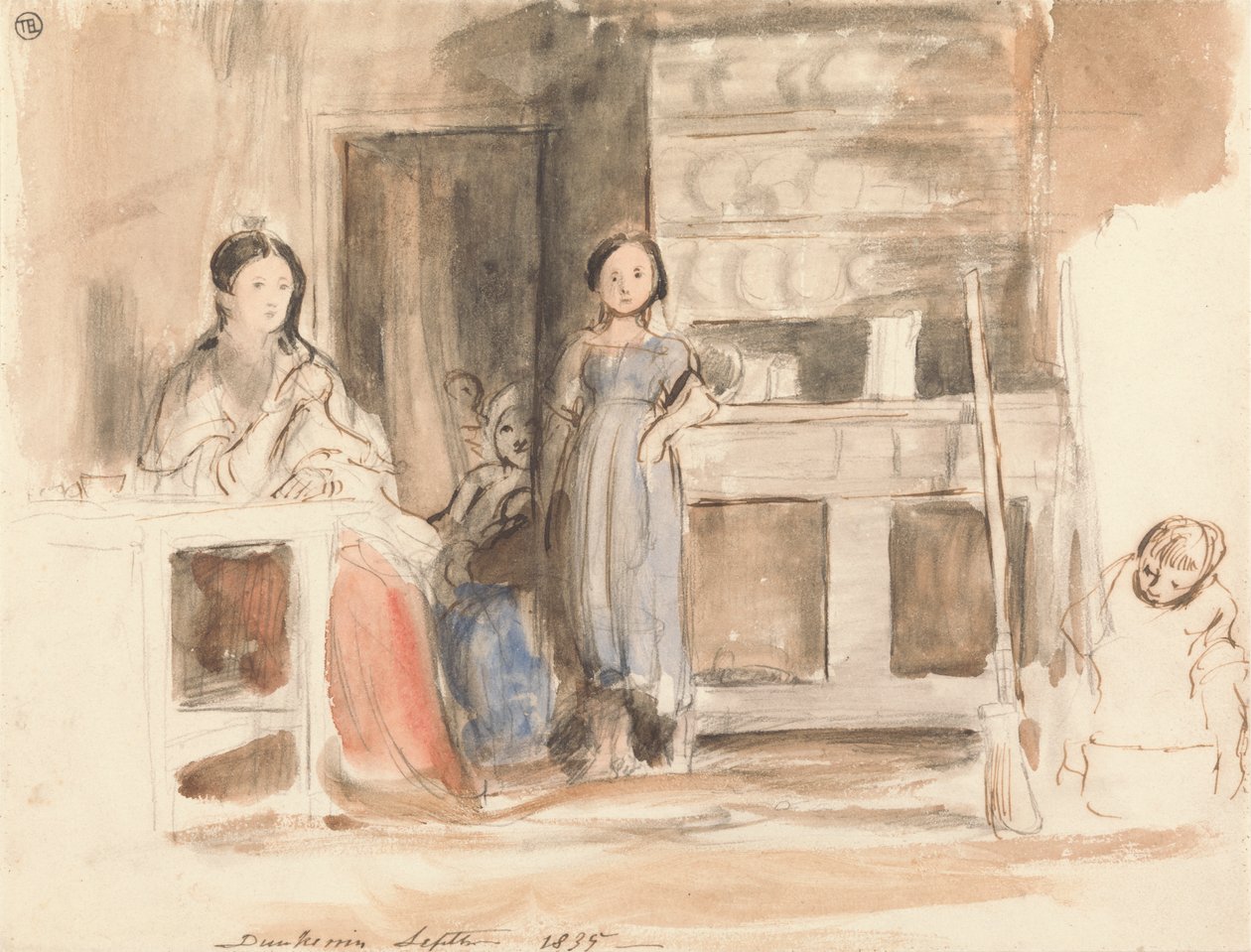 厨房场景：邓克林，1835 年 9 月 作者 大卫威尔基爵士