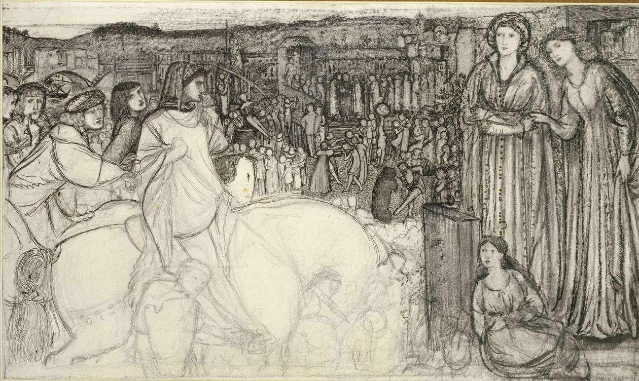 Gualdrada Donati向Buondelmente介绍她的女儿，约1850年代 作者 爱德华·科利·伯恩·琼斯爵士