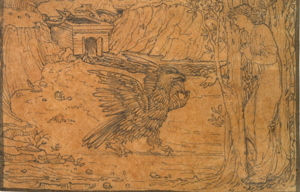 丘比特和赛琪的故事：黑水》，约1864-1868年 作者 爱德华·科利·伯恩·琼斯爵士