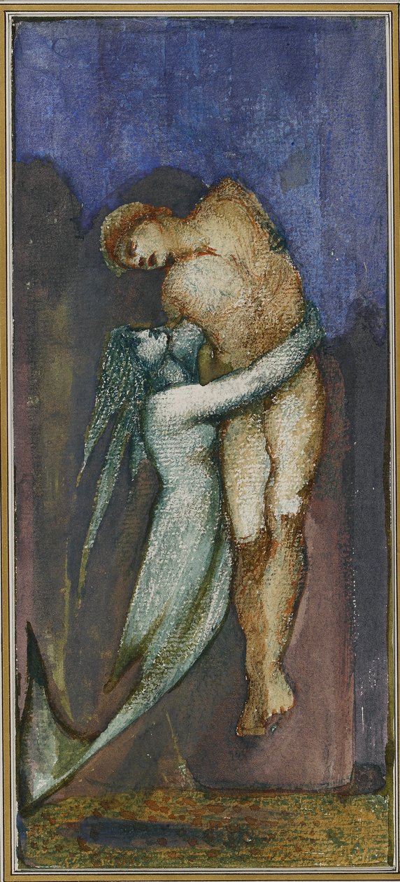 美人鱼和淹死的水手，来自四十八幅画的专辑，约1853-1898年 作者 爱德华·科利·伯恩·琼斯爵士