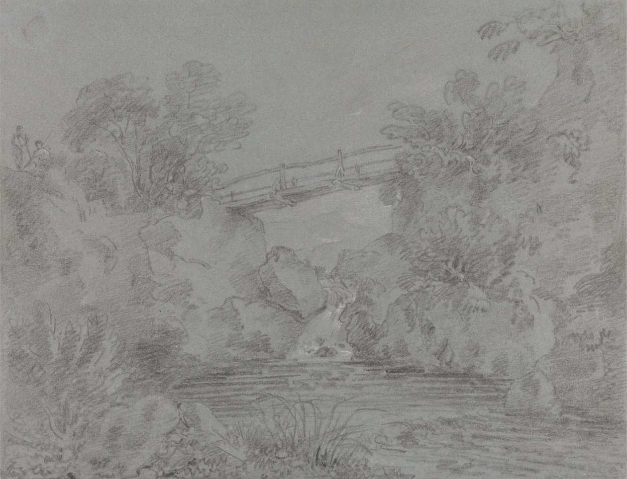 兰尔沃斯特水池上的桥 作者 George Howland Beaumont 爵士第七世男爵