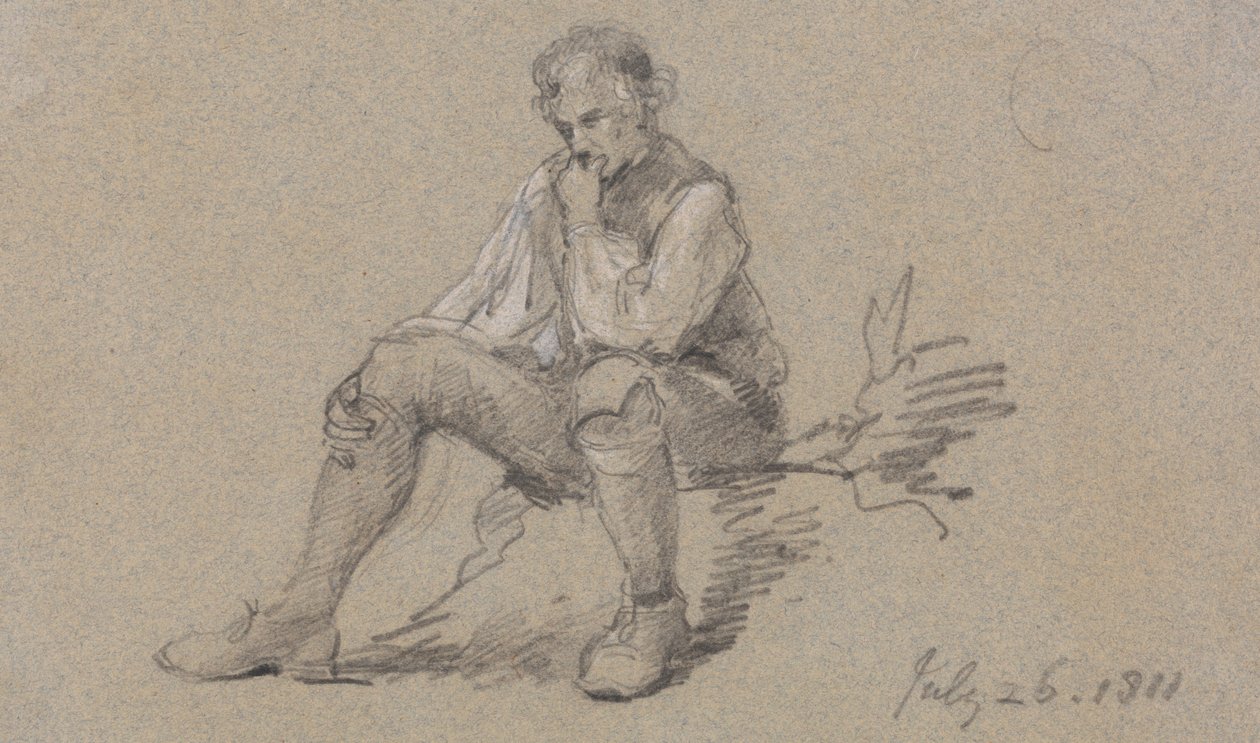 男人坐着 作者 George Howland Beaumont 爵士第七世男爵