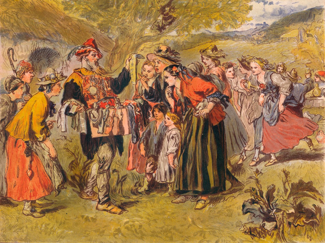 Autolycus在The Winters Tale中唱歌：第四幕，第三幕，c1875 作者 约翰·吉尔伯特爵士