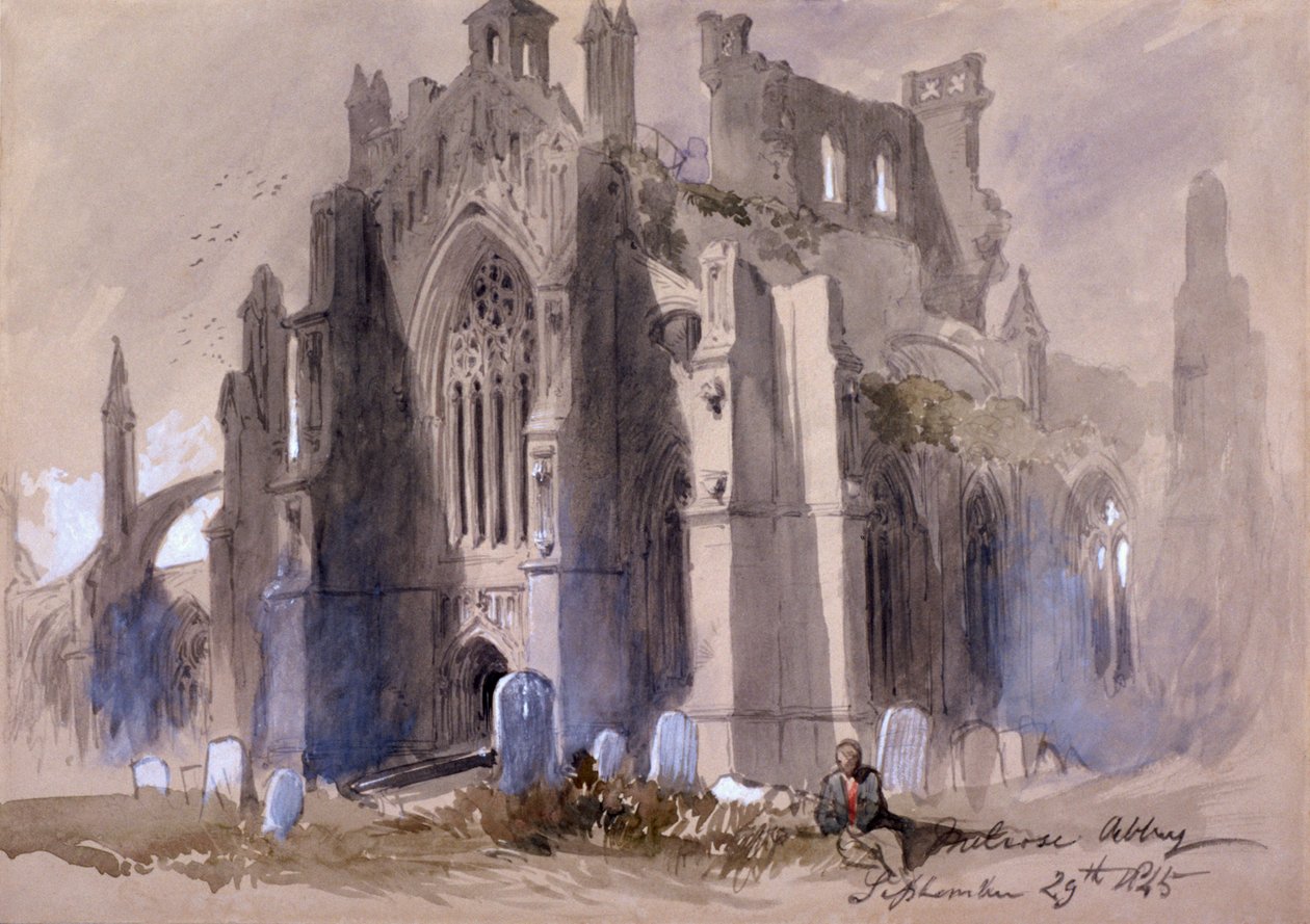 Melrose Abbey"，1845年 作者 约翰·吉尔伯特爵士