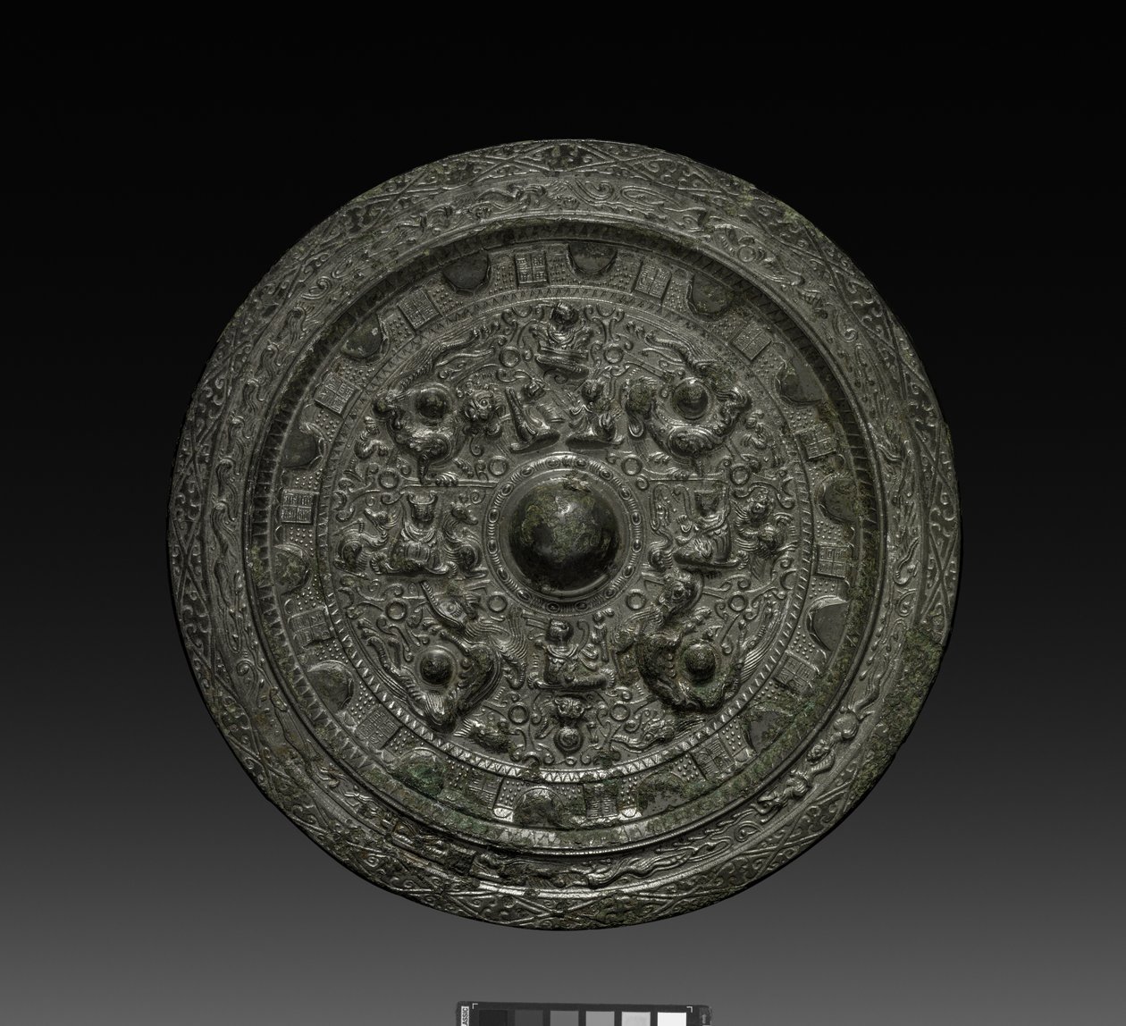 西王母镜，约317-400（青铜）。 作者 六朝中文学校