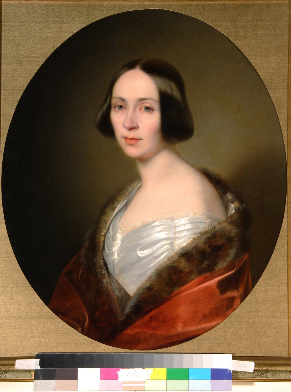 Portrait de la comtesse Louise Trofimovna Golitsyna (1810-1887), nee Baranova - Peinture de Sandor Kozina (1808-1873), huile sur toile (68x55 cm), debut 1840 - Portrait of Countess Louise Trofimovna Golitsyna, Oil on canvas by Sandor Kozina, Early 1840s) S 作者 桑多·科齐纳（SándorKozina）