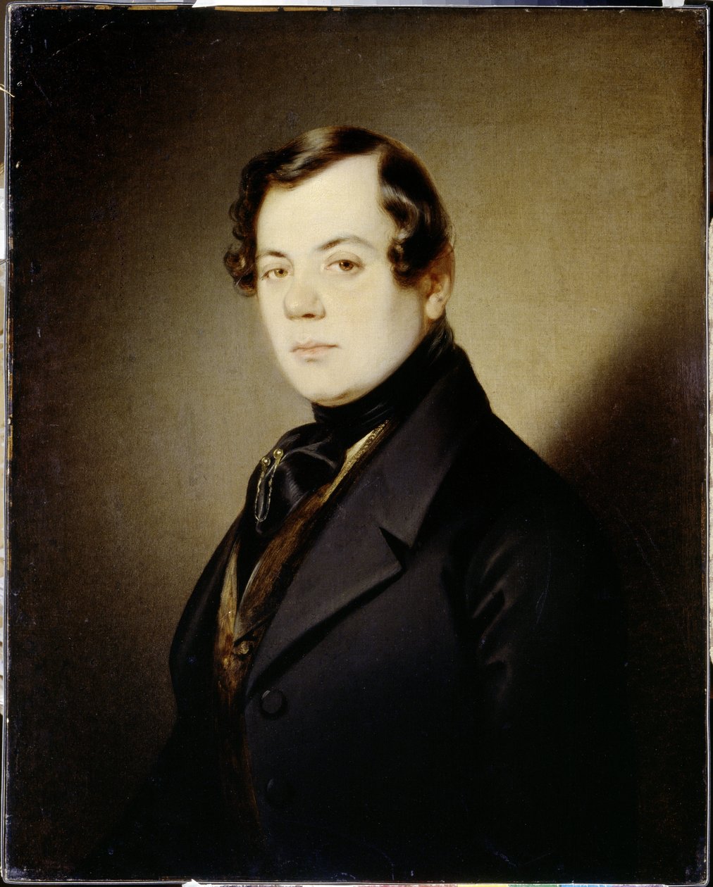 诗人弗拉基米尔·格里戈里耶维奇·贝内迪克托夫 (1807-1873) 的肖像（诗人弗拉基米尔·G·贝内迪克托夫的肖像） - Peinture de Sandor Kozina (1808-1873)，huile sur toile (67x54 cm)，约 1840 年 - A. 普希金纪念博物馆，圣。 圣彼得堡（俄罗斯） 作者 桑多·科齐纳（SándorKozina）