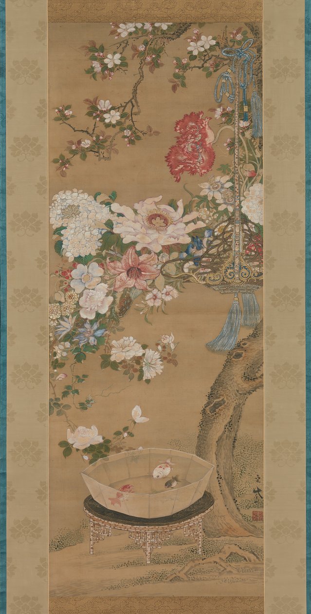 花和金鱼，18世纪。 作者 苏世赞