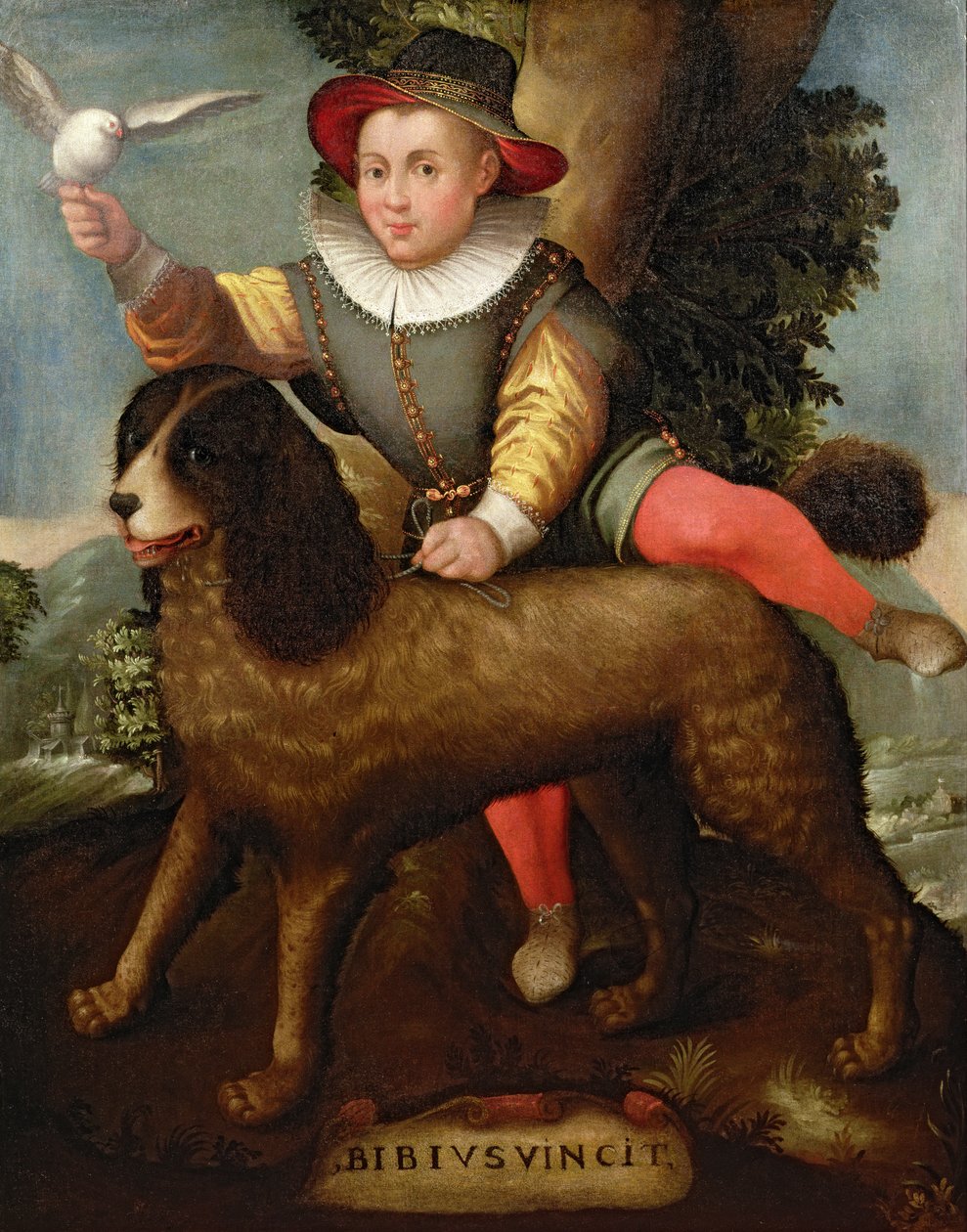 男孩和狗，`Bibius Vincit&39; 作者 Sofonisba Anguissola