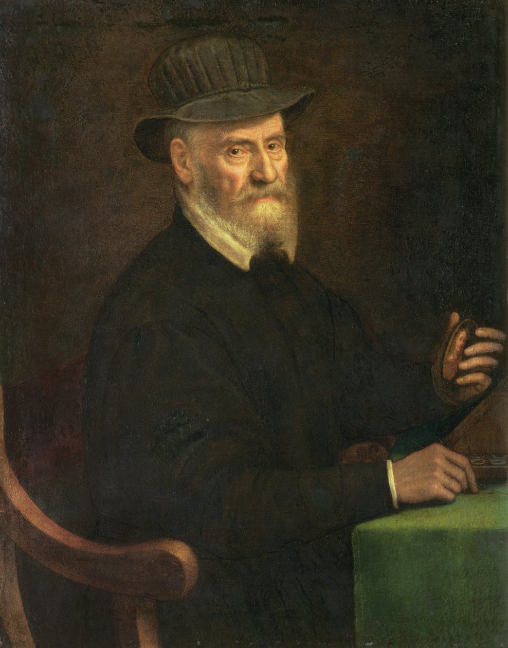 Giulio Clovio（1498-1578）的肖像，微型艺术家，持有一个微型思想的艺术家Lavinia Teerlinks（1545-70），1556 作者 Sofonisba Anguissola