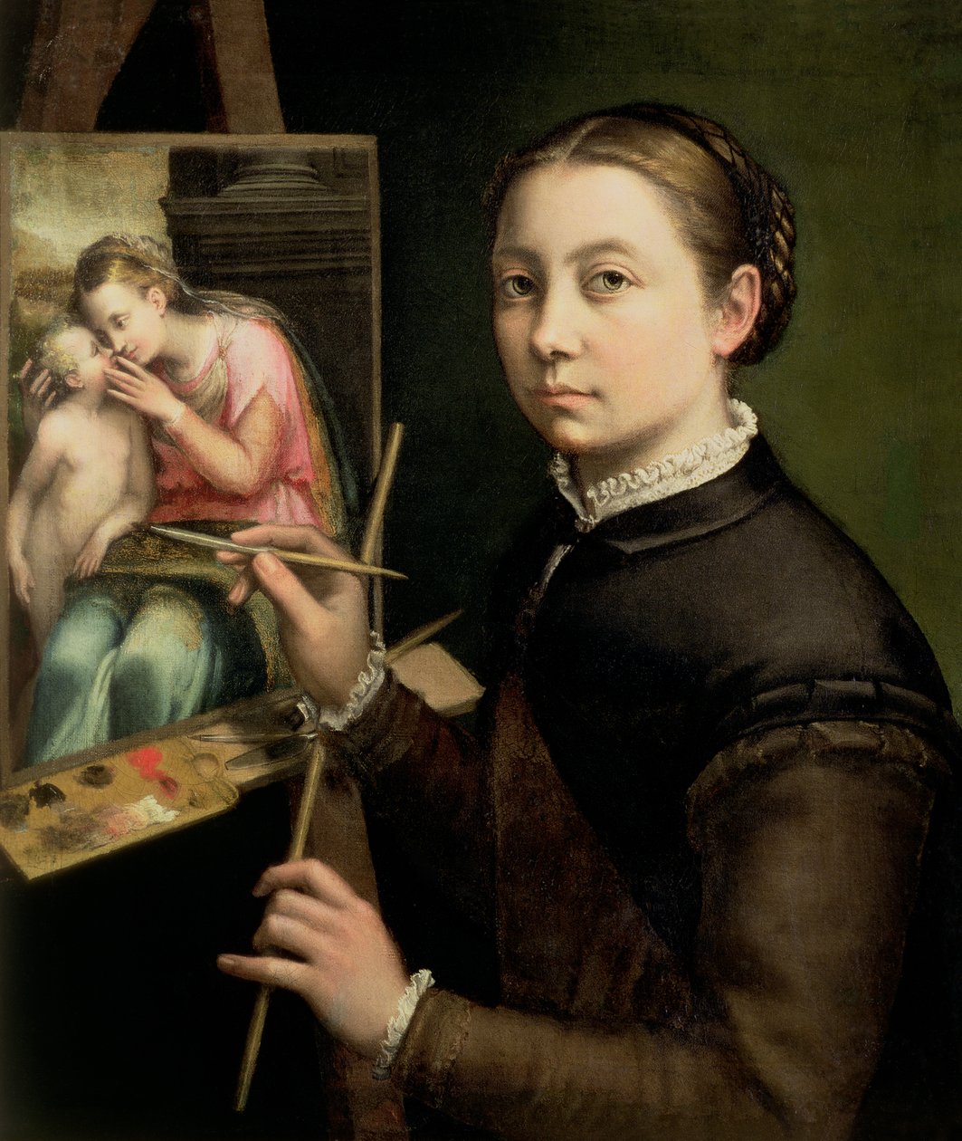 画架上的自画像，1556年 作者 Sofonisba Anguissola